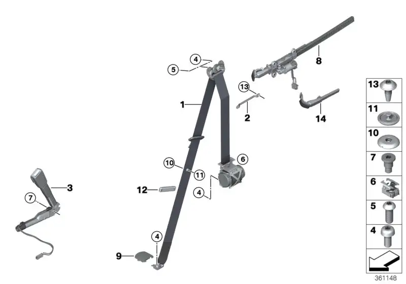 BMW Gurtbringer links 72117307915 - 4er F32 Coupe, 2er F87 M2 Cou