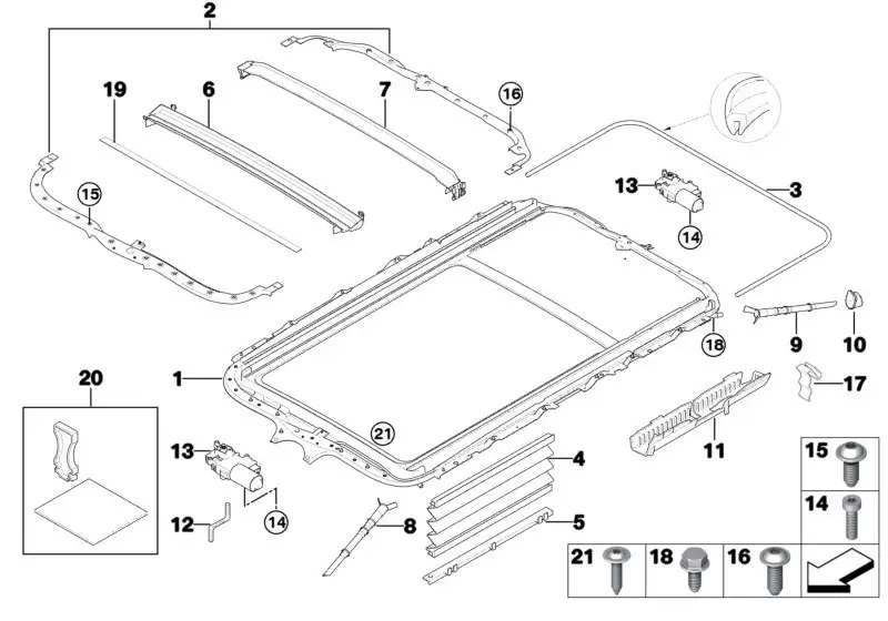 BMW Antriebseinheit Schiebedach E53 E61 E64 E70 E83 E91 F12 67616