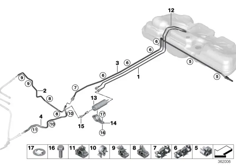BMW Kraftstoff-Vorlaufleitung Filter 16127214977 - Bildposition 1