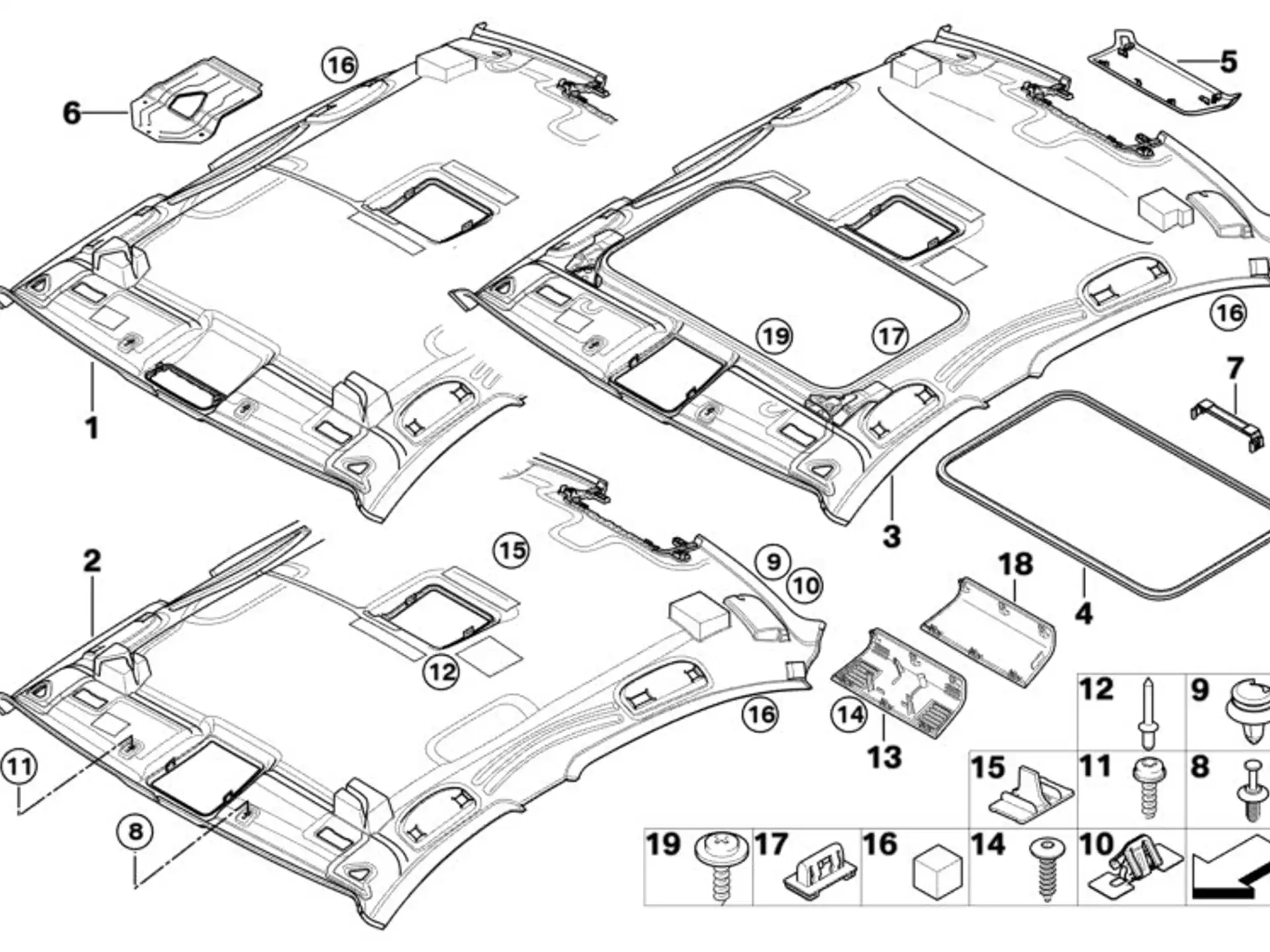 BMW Aufnahme Himmelbespannung E46 E60 E91 F31 51447030475