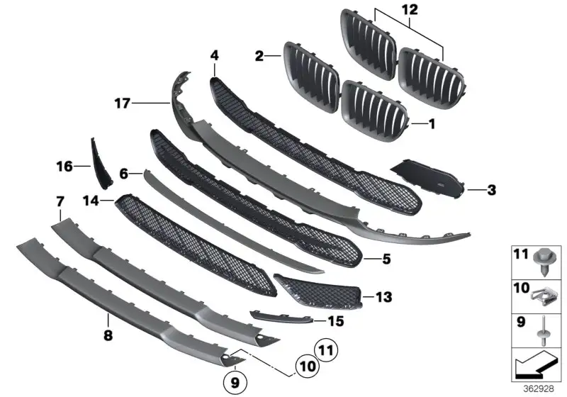 BMW Gitter Mitte E84 51117303753 - Bildposition 14