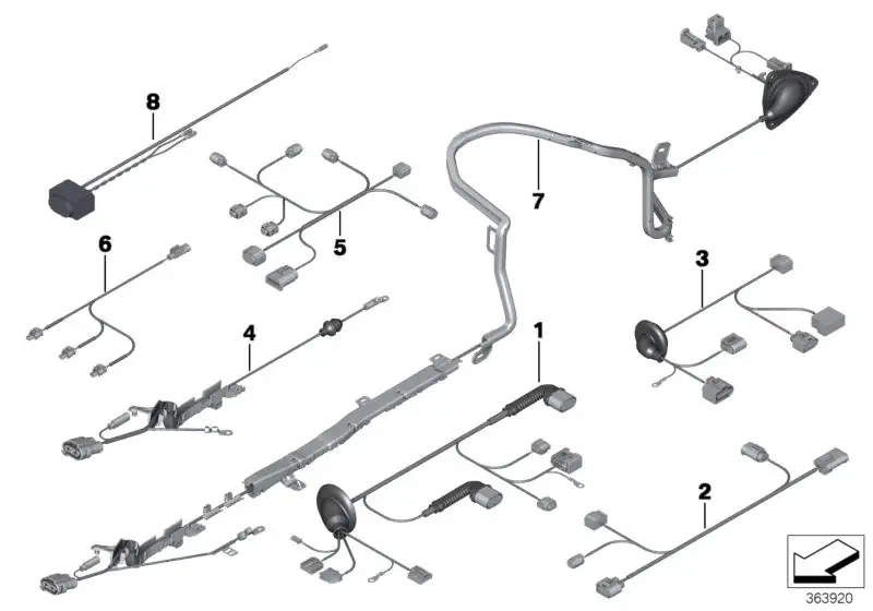 BMW Kabelsatz elektrische Parkbremse F11 61129325546 - Bildpositi
