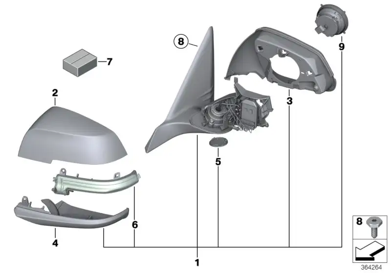 BMW Aussenspiegel beheizt rechts F20 51167242718