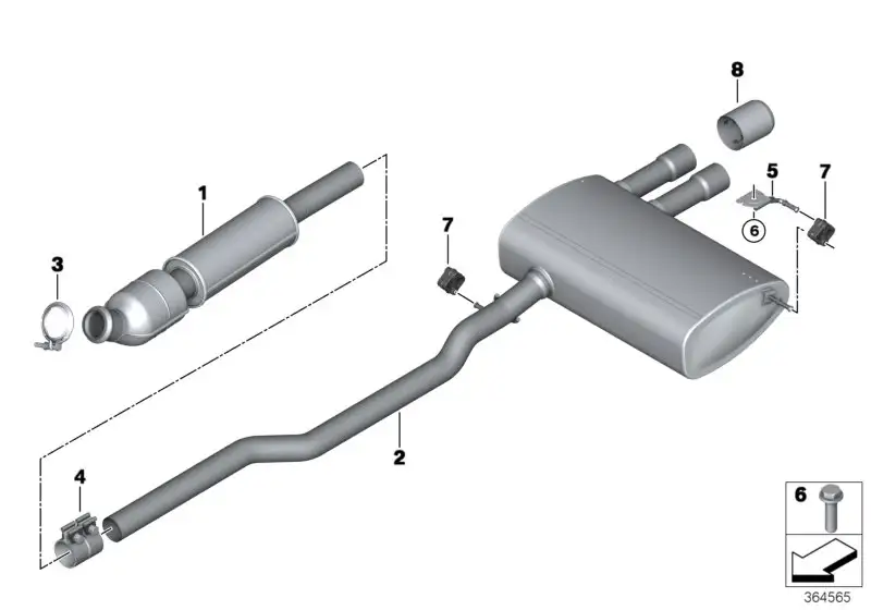 BMW Mittelschalldämpfer 18308616385 - Bildposition 01