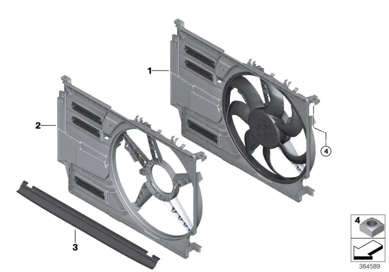 BMW Lüfterzarge mit Lüfter F39 F45 F46 F48 F54 F55 F56 F57 F60 17