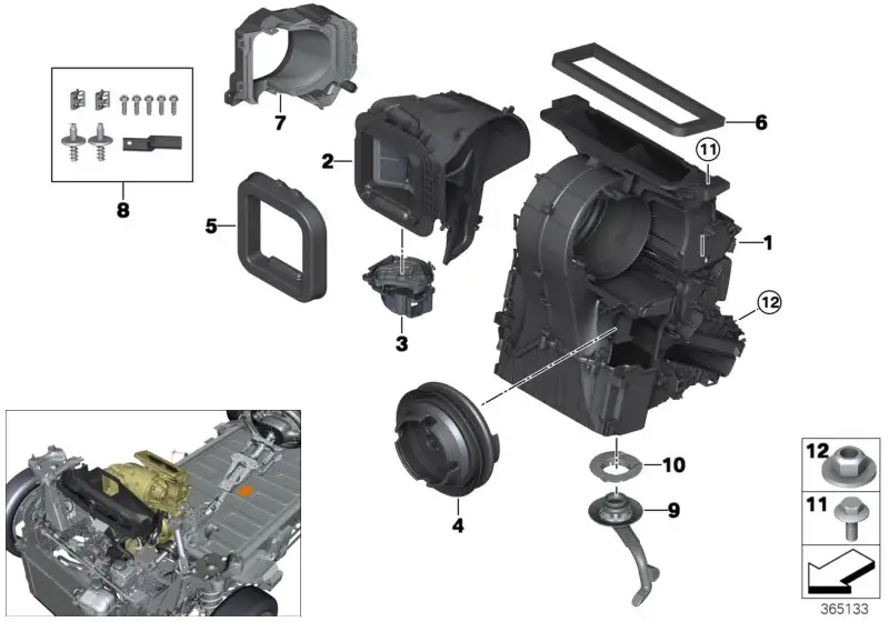 BMW Frisch-/Umluftkinematik F39 F20 F44 F45 F46 F48 I01 F54 F55 F