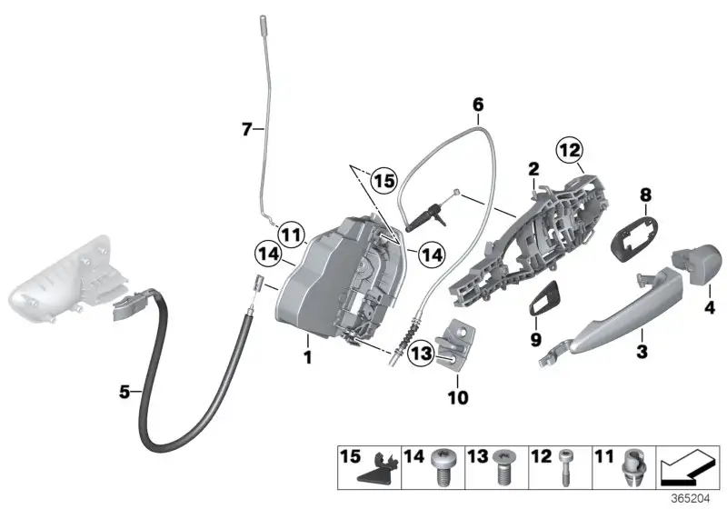 BMW Betätigungsstange Tür hinten rechts 51227309688 - Bildpositio