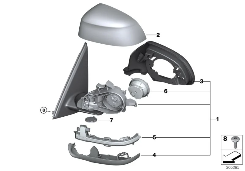 BMW Abdeckkappe Aussenspiegel grundiert re. F15 F16 F25 F26 51167365114