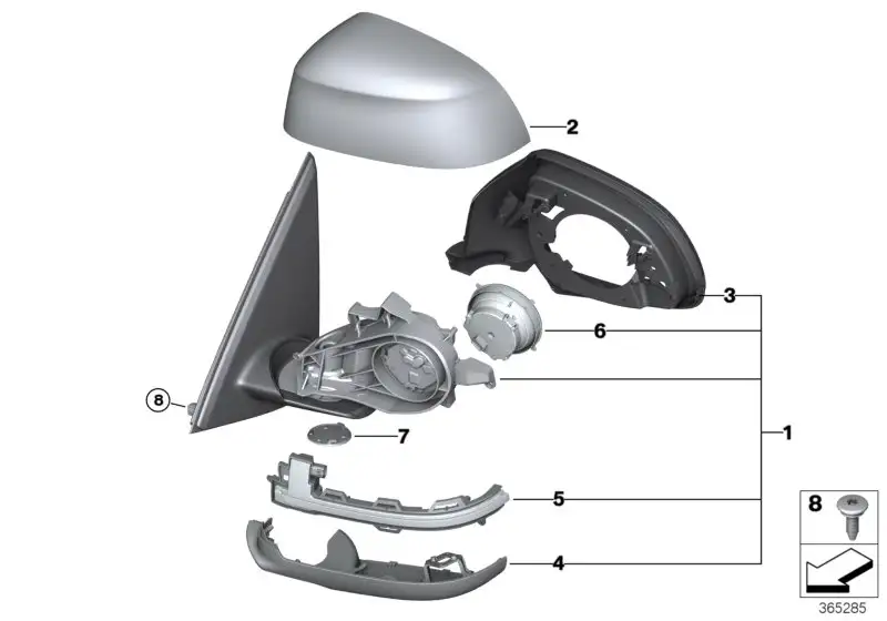 BMW Aussenspiegel ohne Glas beheizt links F15 51167363911