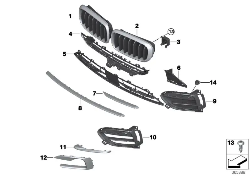 BMW Gitter Mitte unten 51117453748 - Bildposition 05