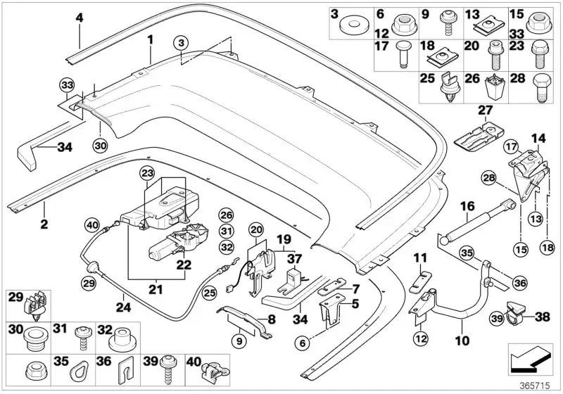 BMW Abdeckung Verdeckklappe rechts E46 51178245854