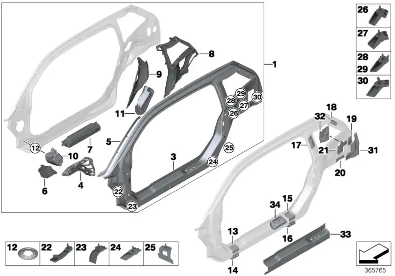 BMW Deformationselement vorn unten rechts I01 41007348030