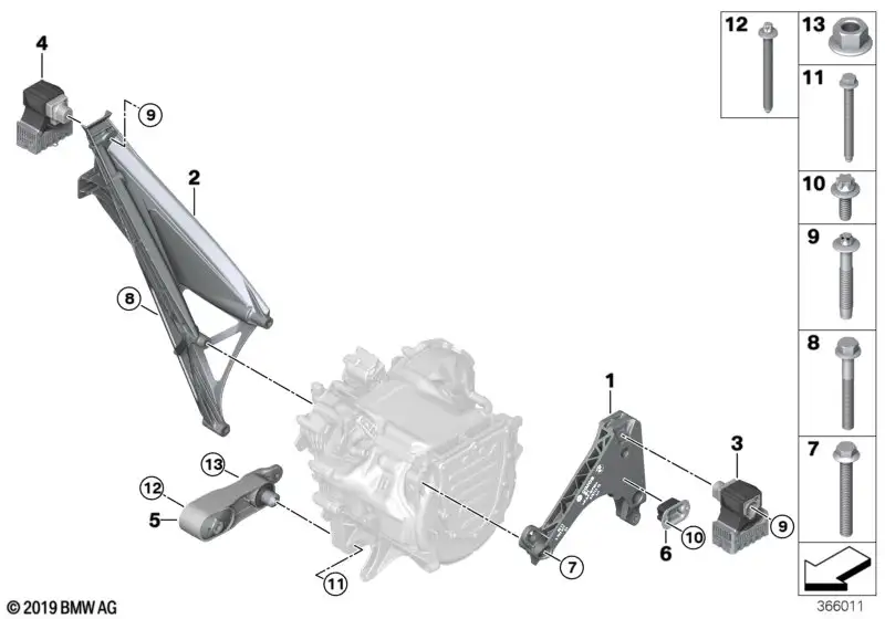 BMW Tragbock E-Maschine I01 22116878935