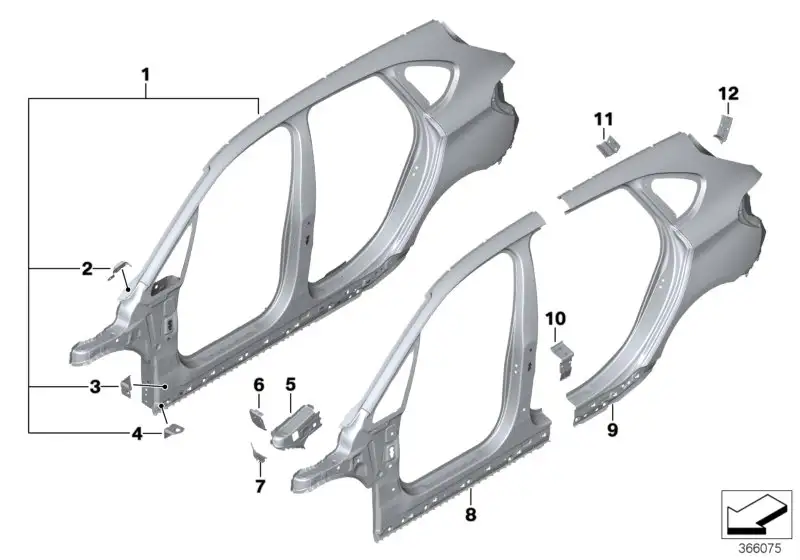 BMW Seitenwand hinten links F46 41007436181