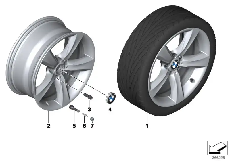 BMW Scheibenrad Leichtmetall schwarz F25 F26 36116876764 - Bildpo