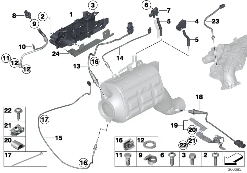 BMW Abgastemperatursensor E70 E71 F01 F02 F07 F10 F11 F15 F16 F25