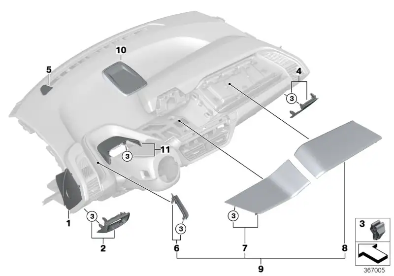 BMW Blende Handschuhkasten andesitsilber I01 51459287413