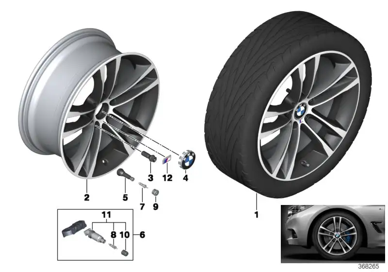 BMW Scheibenrad Leichtmetall jet black uni F34 36118094687 - Bild