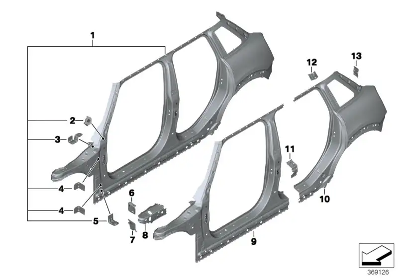 BMW Seitenwand hinten rechts F55 41007408812