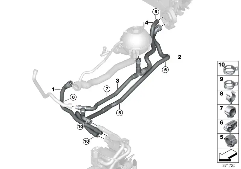 BMW Kühlmittelschlauch Vorlauf 1 F25 F26 64219305622 - Bildpositi