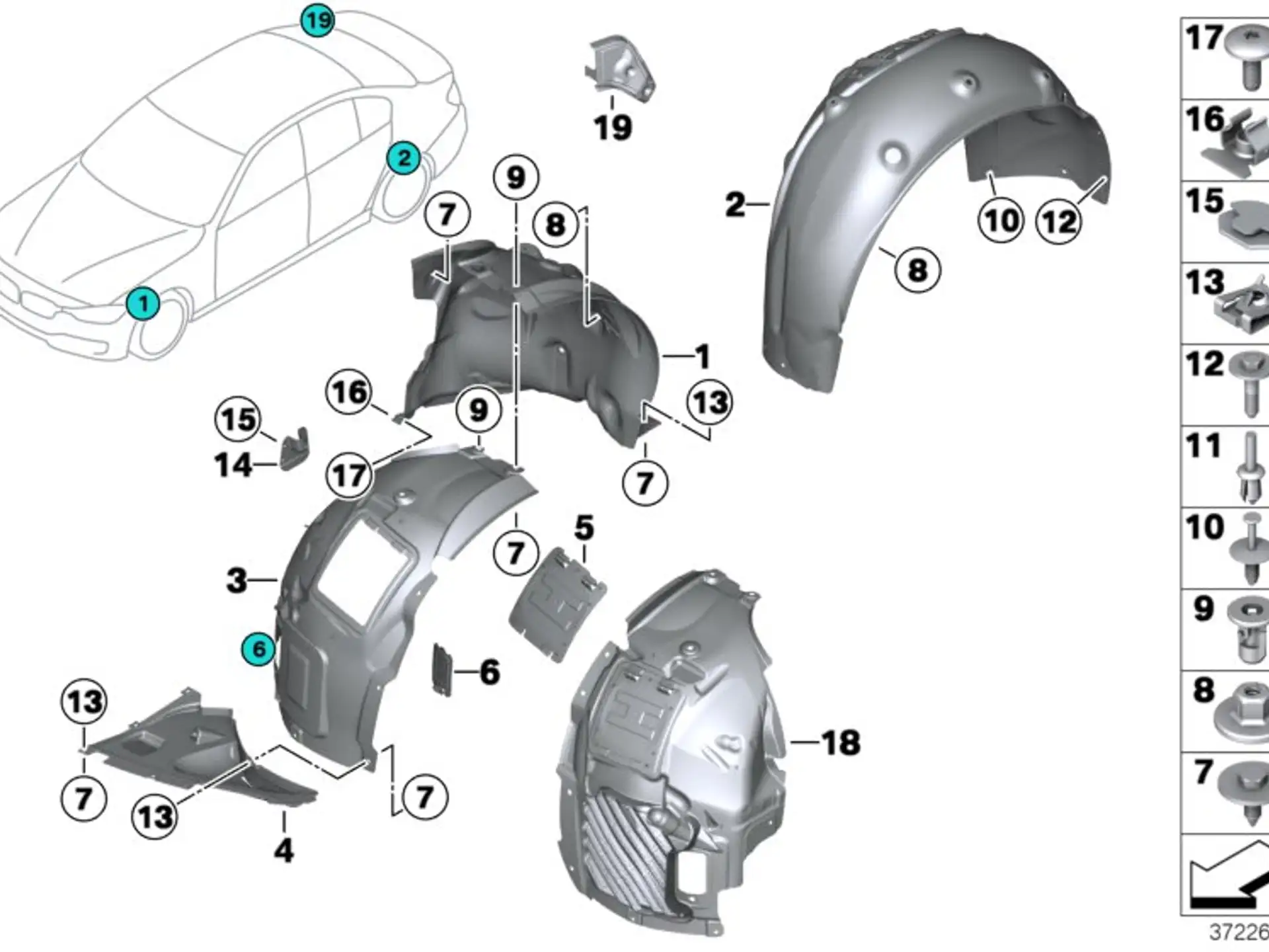 BMW Abdeckung Radhaus Vorderteil vorn rechts F32 F33 F36 51717260730