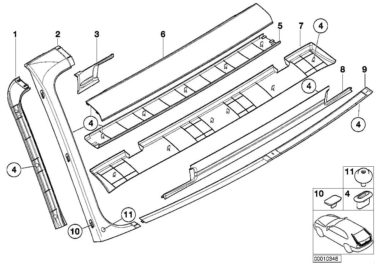 BMW Abdeckung Wasserrinne E39 51718220945