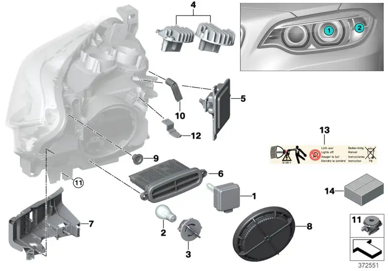 BMW Satz LED Module links F22 F23 F87 63117388923 - 2er F22, 2er