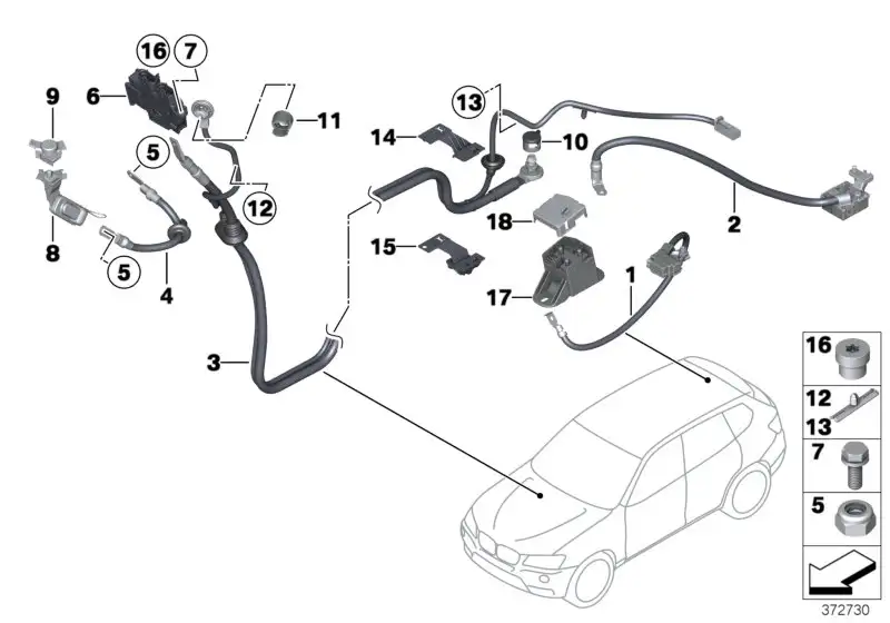 BMW Batteriekabel plus F25 F26 61129321005 - Bildposition 02