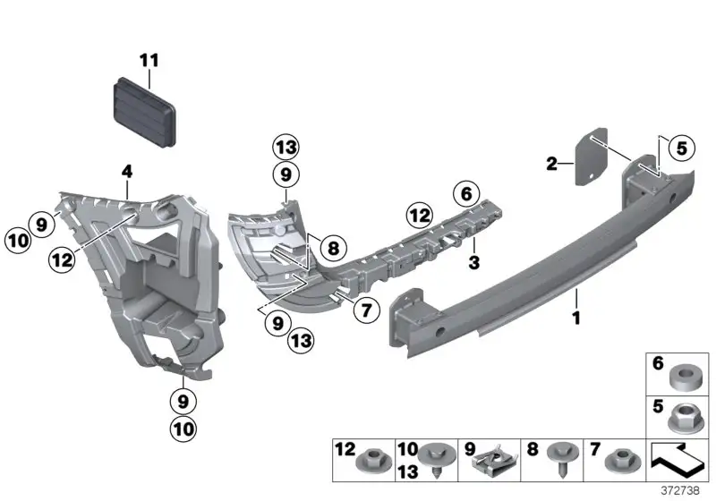 BMW Aufnahme Stossfänger Mitte hinten recht 51127239884 - X3 F25