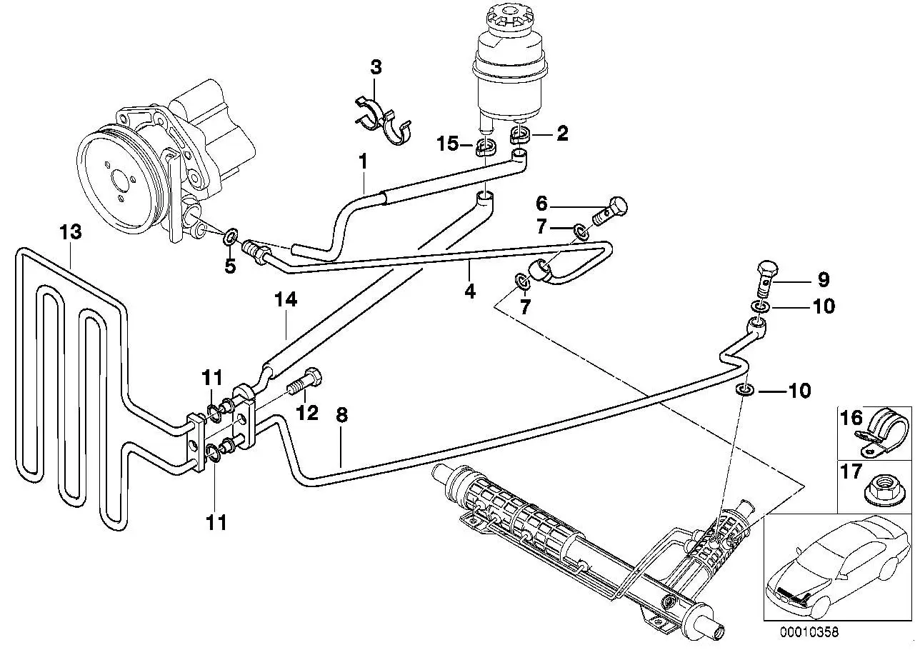 BMW Druckschlauch E39 32411096731 - 5er E39 Limousine - Touring /