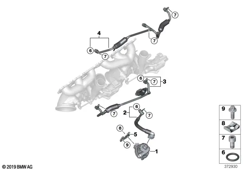 BMW Leitung Abgasturbolader-Kühlmittelpumpe F80 F82 F83 F87N 1153