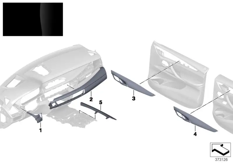 BMW Blende I-Tafel Pianolack schwarz Fahrer 51458060785 - Bildpos