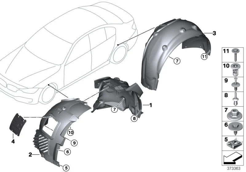 BMW Abdeckung Radhaus Vorderteil vorn rechts F80 F82 F83 51718054280