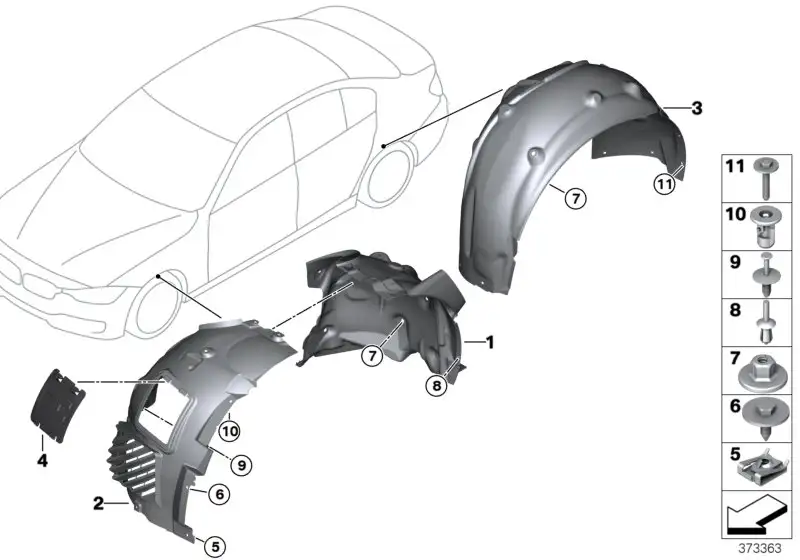 BMW Abdeckung Radhaus Vorderteil hinten re. F80 51718054278 - 3er