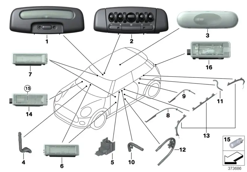 BMW Innenleuchte LED F54 F55 F56 F57 F60 63319263453 - MINI F55,