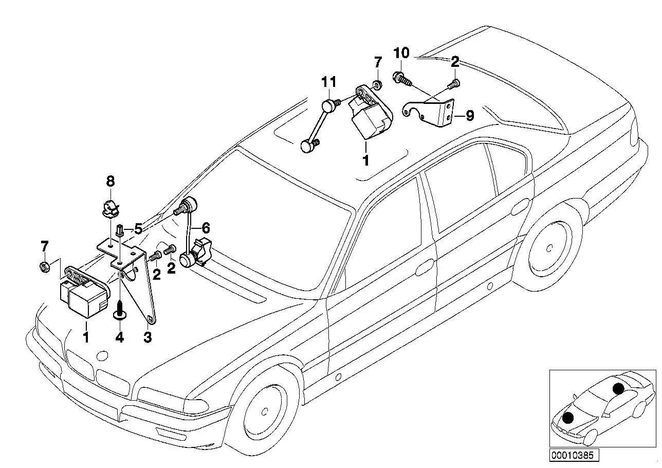 BMW Halter Höhenstandssensor rechts E38 E52 37141095034 - Bildpos