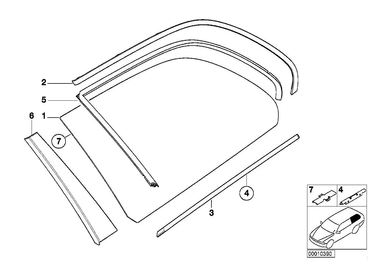 BMW Blende Säule hinten rechts E39 51368189302 - Bildposition 06