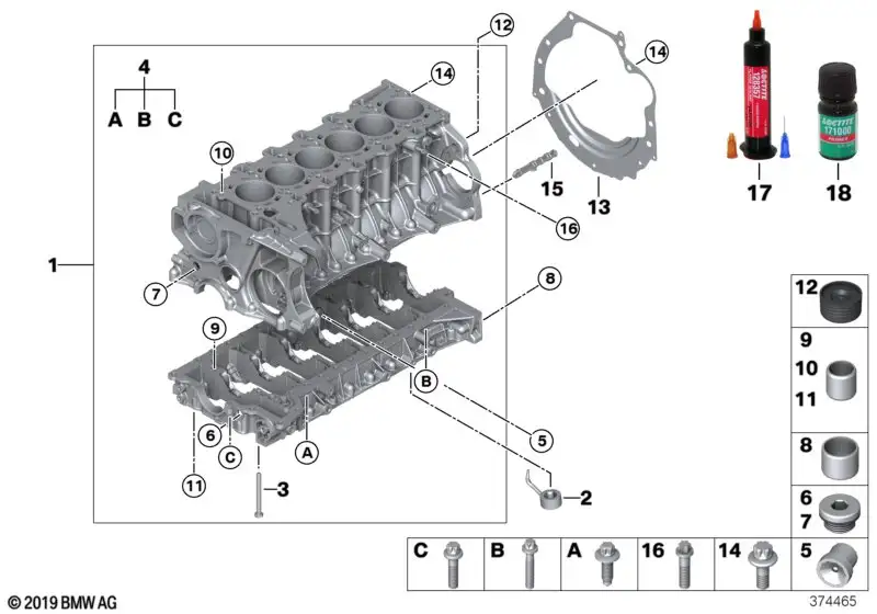 BMW Zylinder-Kurbelgehäuse F80 F82 F83 F87N 11117853845 - Bildpos