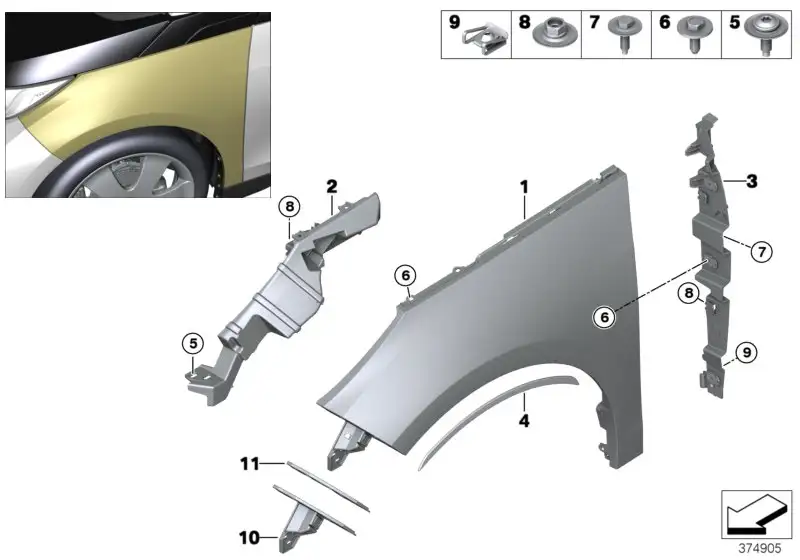 BMW Blende Seitenwand grundiert rechts I01 51647385820 - Bildposi