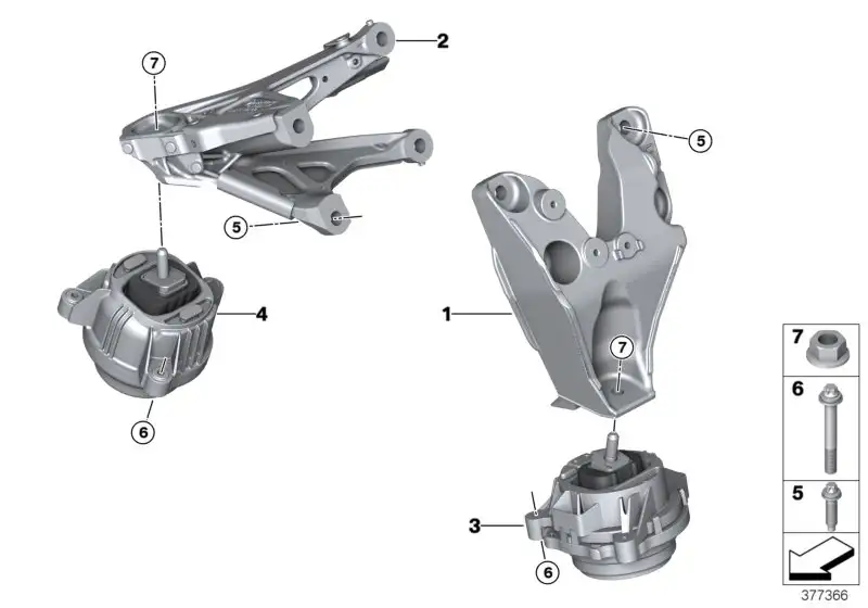 BMW Motorlager rechts F80 F82 F83 F87N 22112284818 - Bildposition