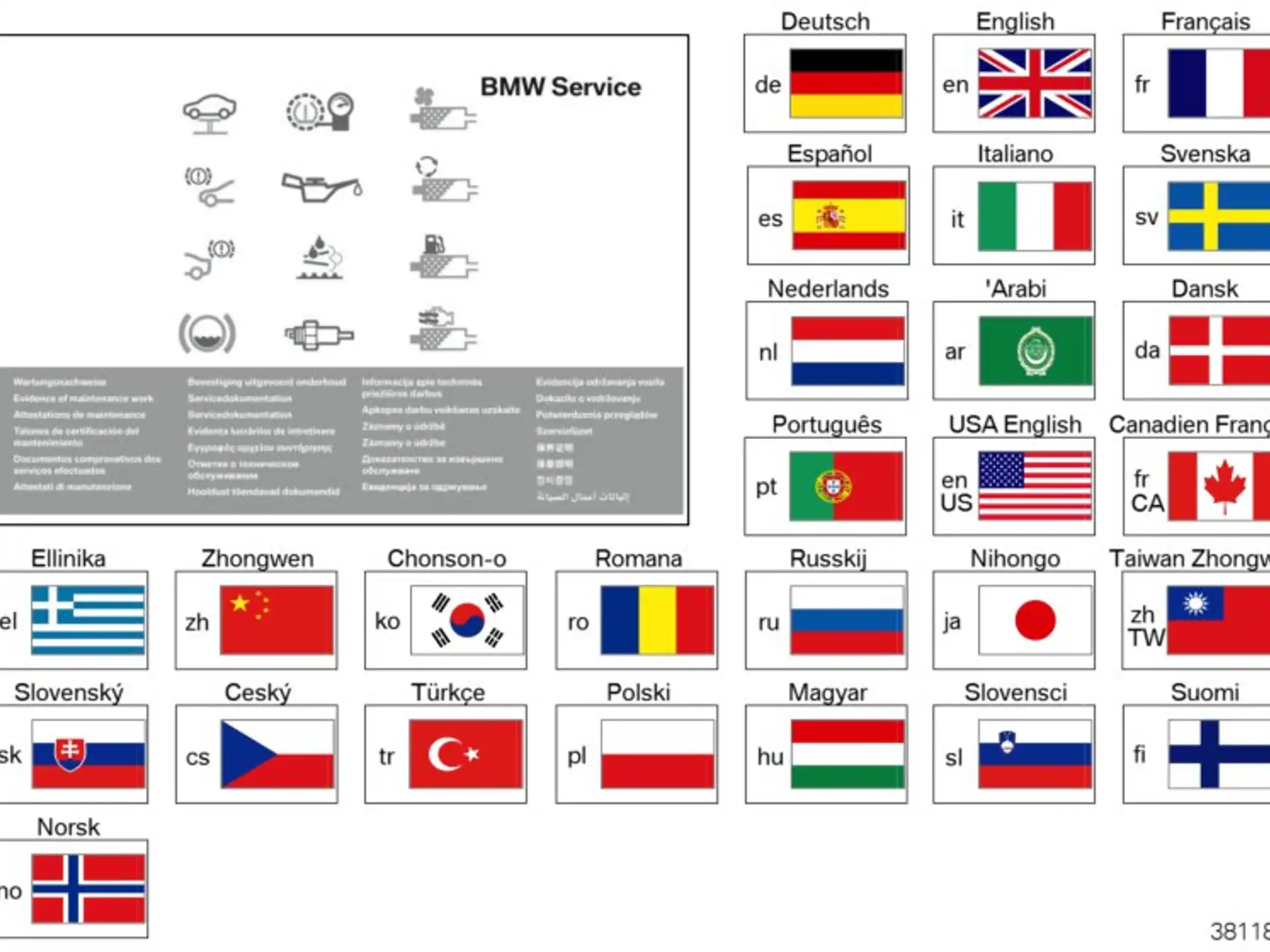 BMW Serviceheft mehrsprachig E70 E71 E72 E81 E82 E83 E84 E85 E86 E87 E88 E89 E90 E91 E92 E93 F01 F02 F04 F06 F07 F10 F11 F12 F13 F15 F16 F20 F21 F22 F23 F25 F26 F30 F31 F32 F33 F34 F36 F45 F46 F48 F80 F82 F85 F86 01402955001