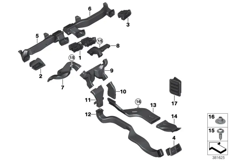 BMW Frischluftgrill Mitte F45 F46 64229262955 - Bildposition 01