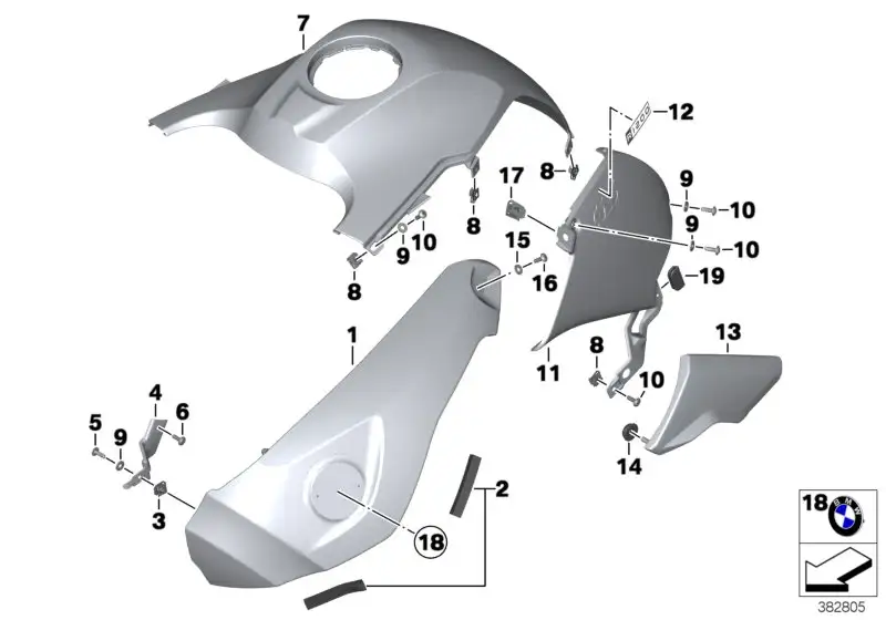 BMW Tankverkleidung rechts 46637698234 - K255 / Bildposition 11