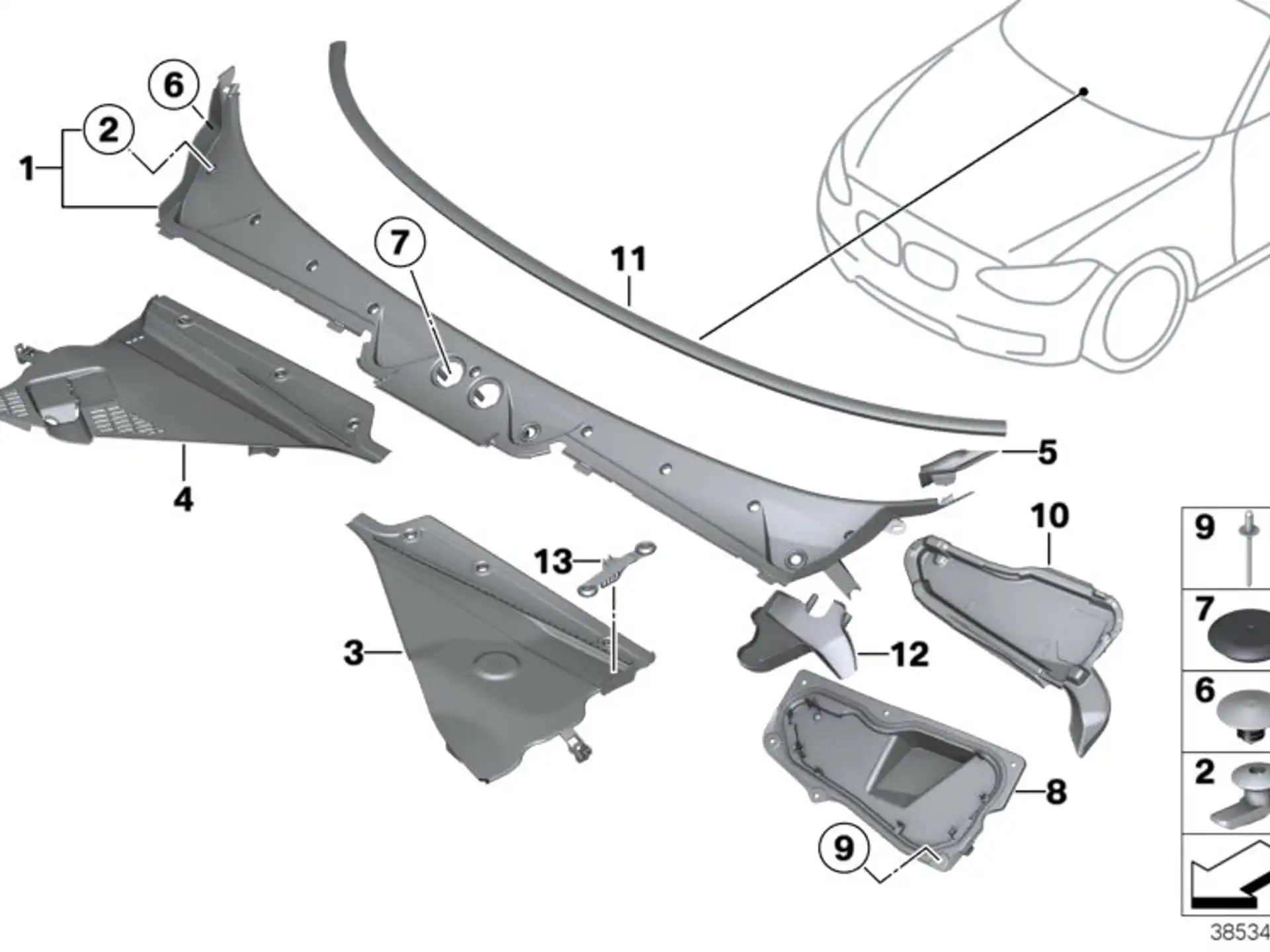 BMW Abdeckung Windlauf Teil 2 F20 F21 F22 F23 F87 F87N 51717405636