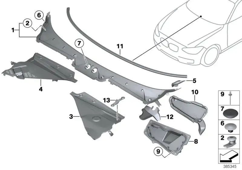 BMW Abdeckung Windlauf Teil 2 F80 F82 F83 F87N 51718059699 - Bild