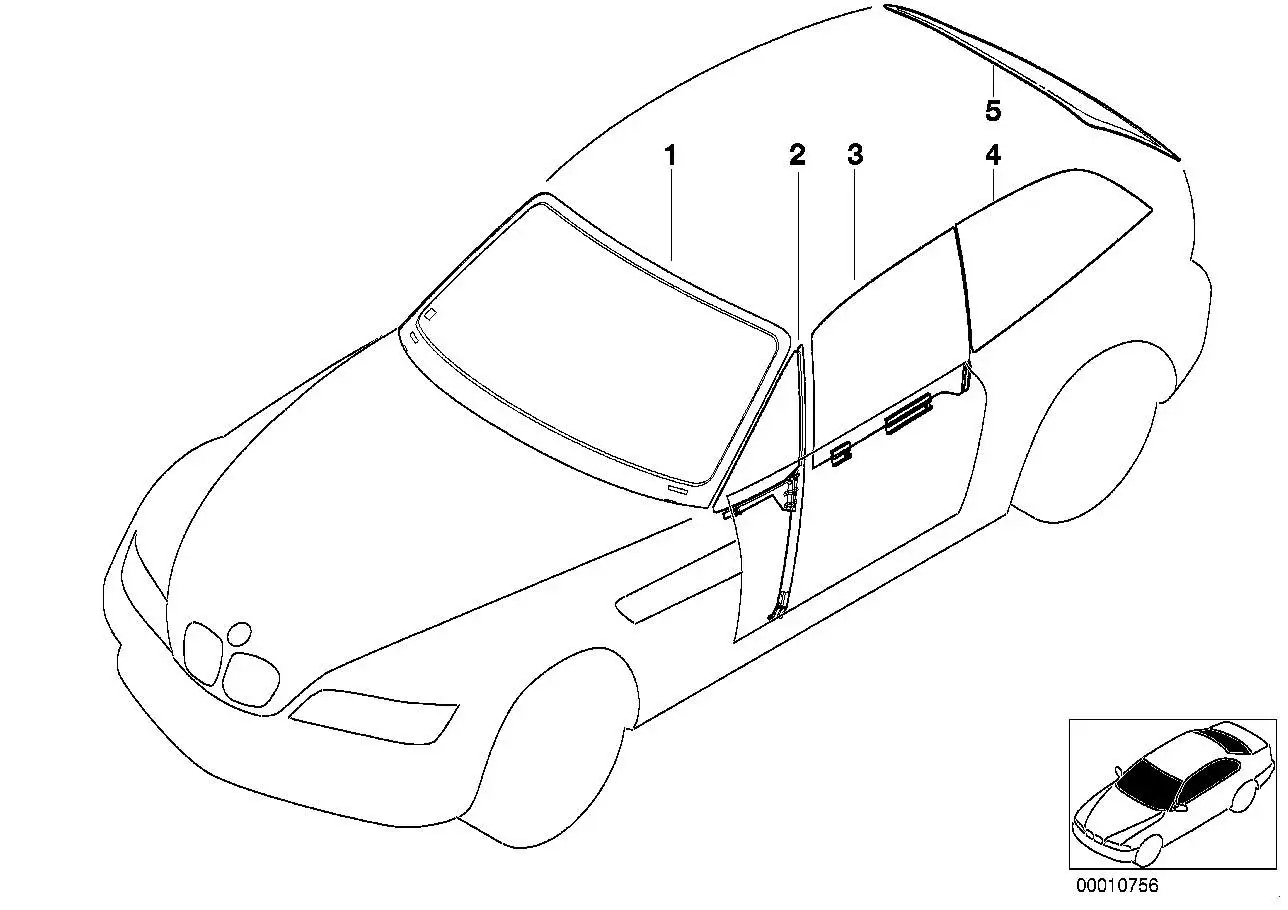 BMW Seitenscheibe grün links 51368399181 - Bildposition 04