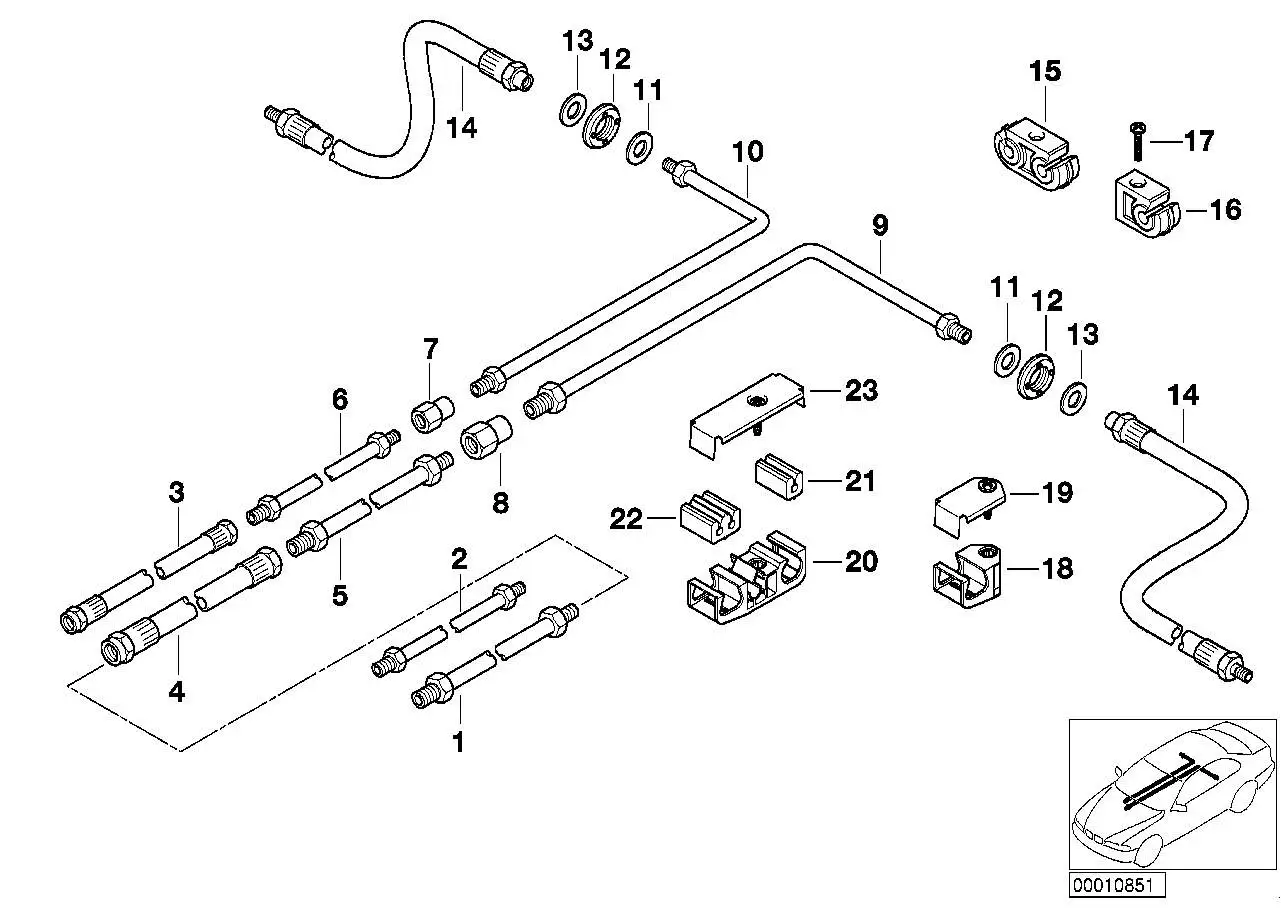 BMW Bremsschlauch hinten E38 E52 34301163080 - 7er E38, Z8 E52