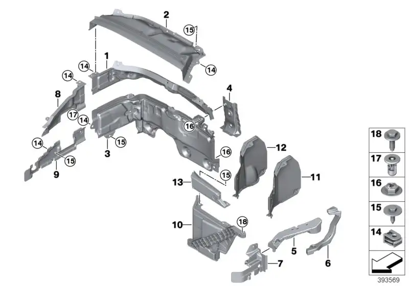 BMW Stirnwand Oberteil vorn F45 F46 51719621207 - Bildposition 02