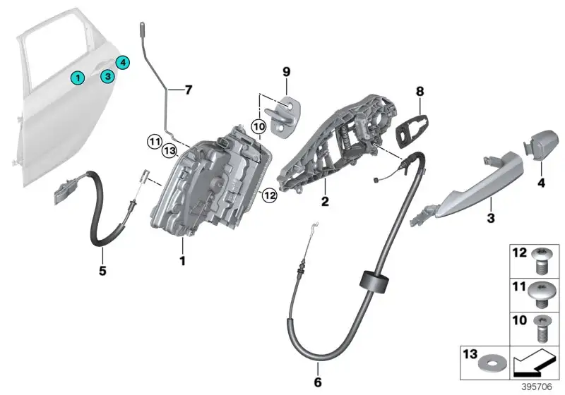 BMW Systemschloss hinten rechts F15 F16 F39 F45 F46 F48 F85 F86 F