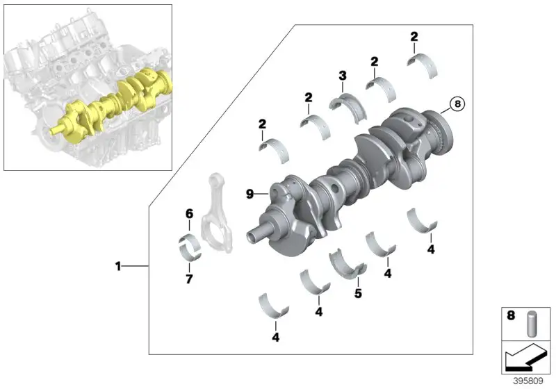BMW Kurbelwelle ohne Lagerschalen E53 E70 E71 E72 F01 F02 F04 F07